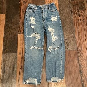 Hollister Curvy Ultra High Rise Vintage Straight Jean Vintage Stretch size 25